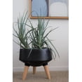 thumbnail image 4 of Hide & Seek Supply 4005 Cole Ceramic Planter with Beech Wood Legs, Sandy Black, 4 of 6