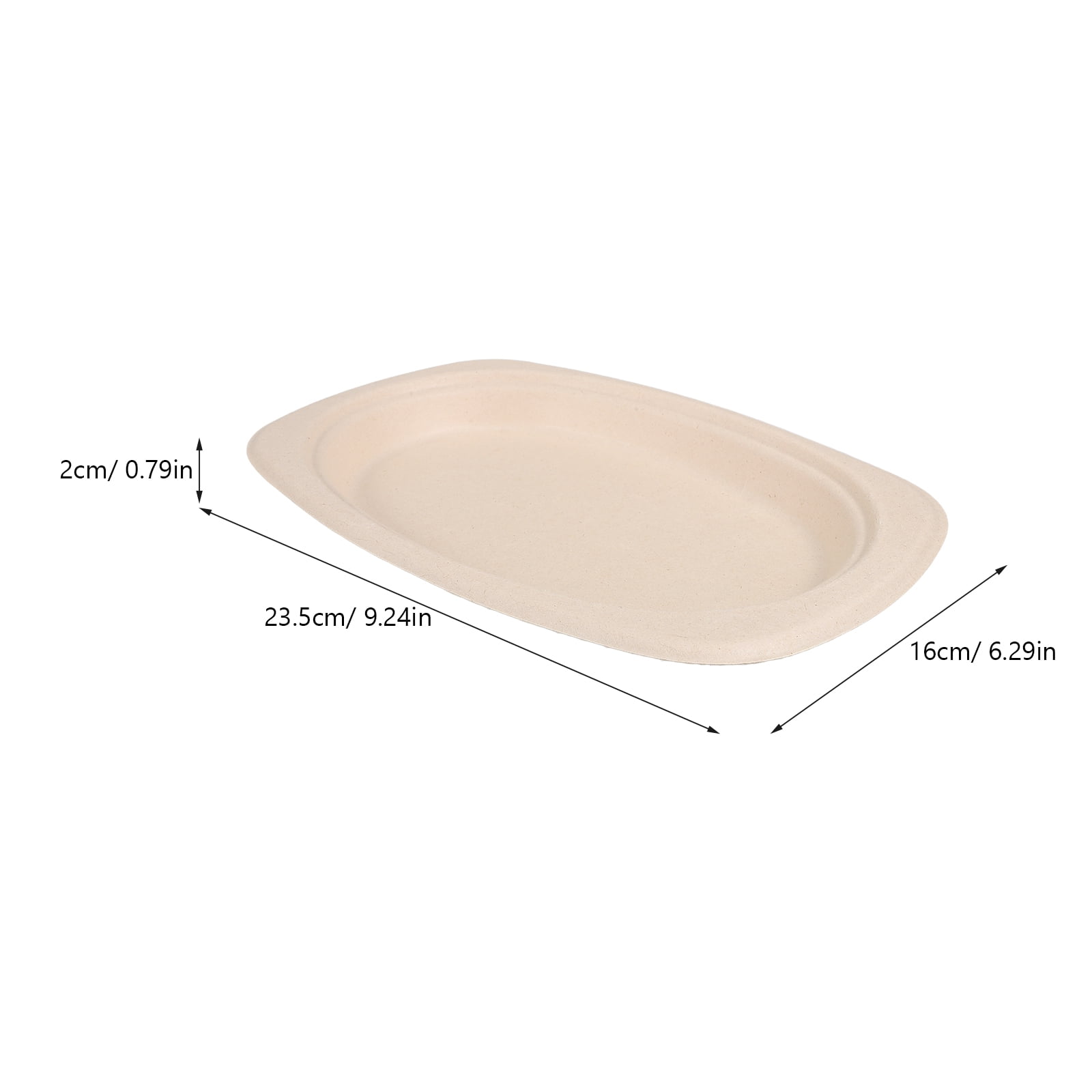 OFFIGAM 50Pcs Oval Paper Plates Beige Dinnerware Party Supplies Heavy Duty