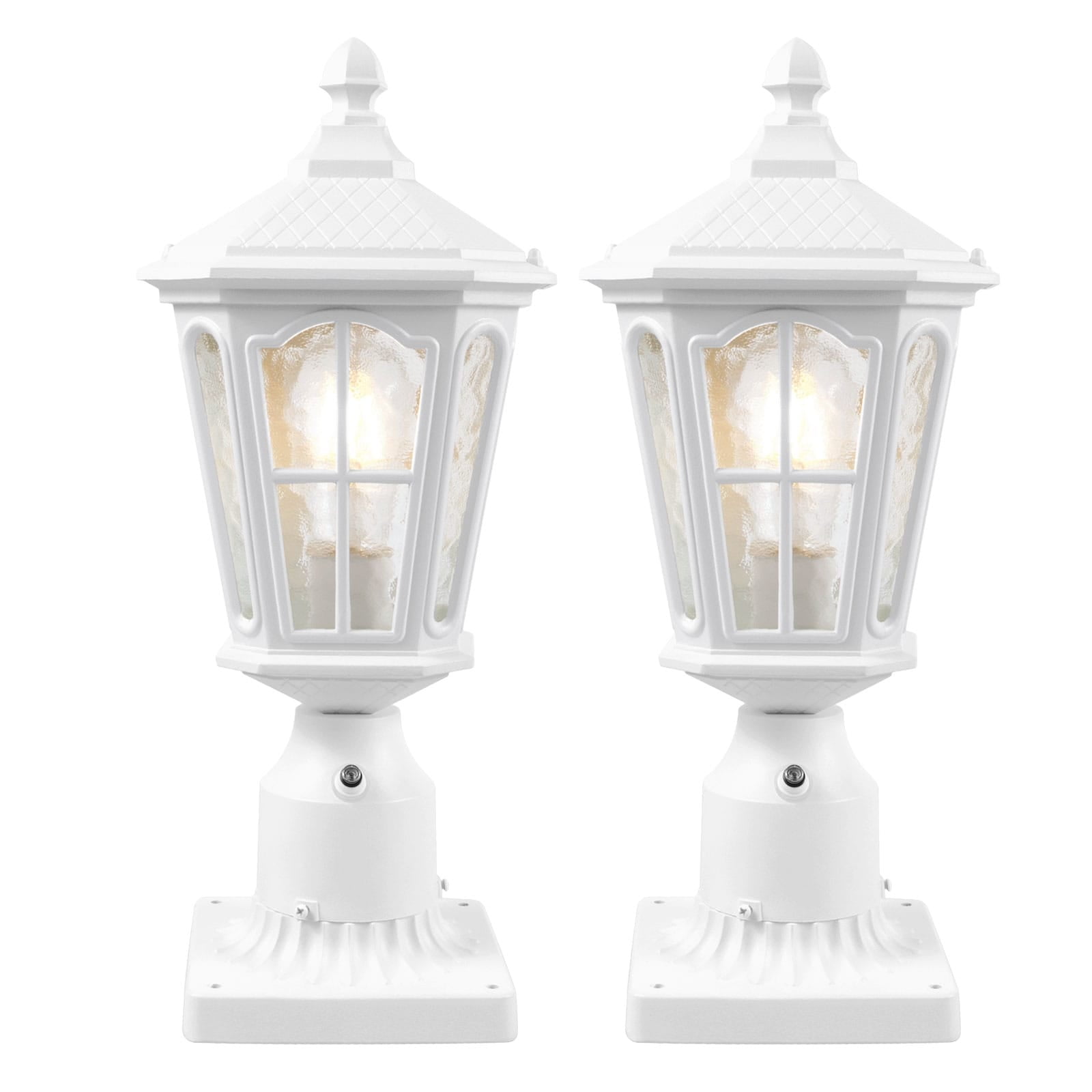 LamQee Outdoor -Light 17.5'' H Post Light with Pier Mount Base(Pack or  2) White Pack White Painted