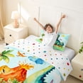 thumbnail image 3 of Metsweet Watercolor Dinosaur Twin Duvet Cover, Cartoon Jungle Animal Twin Bedding, Orange Green,2pcs,1 Duvet Cover and 1 Pillowcase, 3 of 6