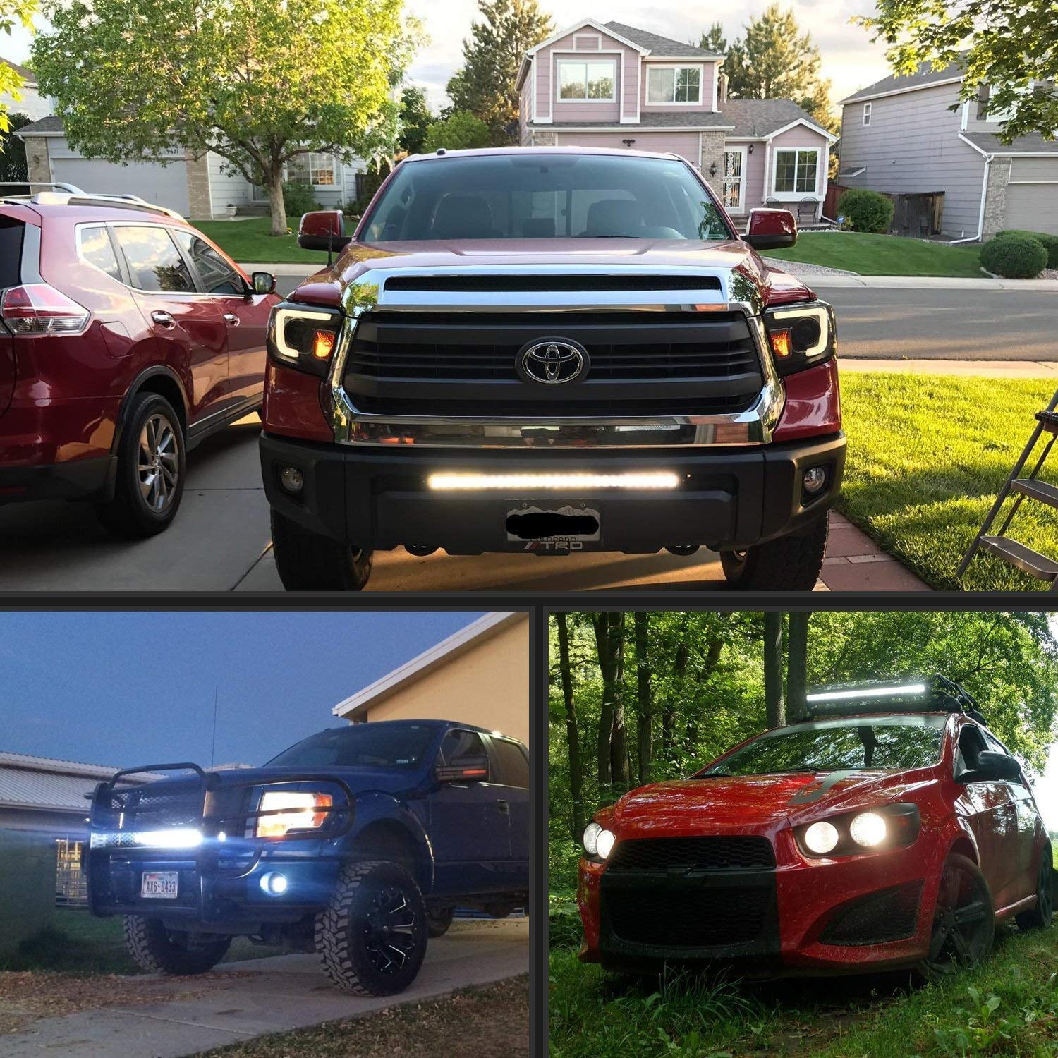 Nilight 17 Inch 80w LED Work Light Single Row Spot Flood Combo LED Light Bar Driving Lights Offroad Lighting - 2 Style Mounting Brackets,2 years Warranty
