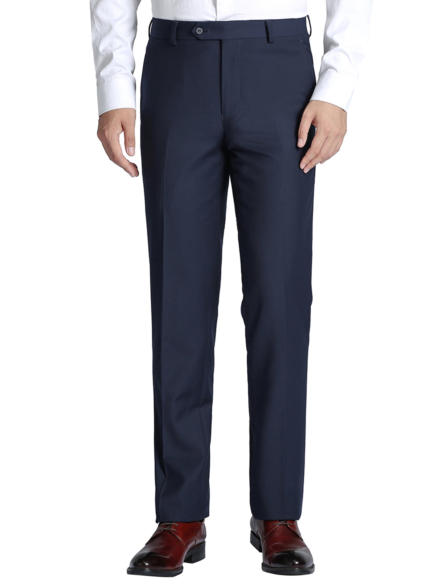 Men's Suit Pants Regular Fit Solid Flat Front Wool Suit Separate Dress