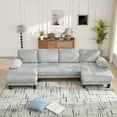 thumbnail image 4 of FFH 114" U Shaped Couch, Oversized Sectional Sofa with Double Chaise, Modular Cloud Couch Corduroy 4 Seater Sofa Set for Living Room, Light Gray, 4 of 11
