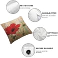 thumbnail image 4 of QZHH  Flower Pillow,Home Decorative Throw Pillow Cover Red Poppy Flower Beige Floral Waist Lumbar Throw Pillow case Cushion Cover Sofa Home Decorative Rectangle Oblong  2pc, 4 of 6