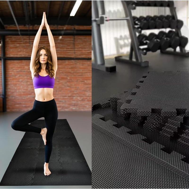 Fitness Interlocking Foam Mats (16-Pack) - Yoga Mats 30x30cm EVA Non-Slip Flooring Suitable for Home Gyms and Yoga Rooms