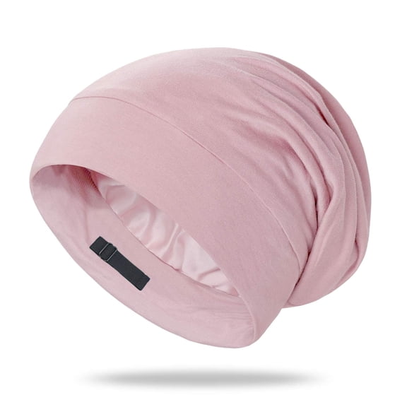 100% Mulberry Silk Bonnet for Sleeping Women, Silk Hair Wrap for Sleeping, Silk Sleep Bonnet for Women&Men, Real Silk, Not Satin Pink
