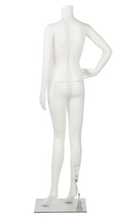 SSWBasics Female Headless White Plastic Mannequin - Bent Arm - Height 5'4" -With Base