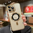 thumbnail image 4 of Magnetic Clear Case for iPhone 13 Pro Max with Camera Lens Protector Strong Magnetic Case Compatible with MagSafe Military Grade Drop Protection Case Cover 6.7 Inch - Gold, 4 of 6