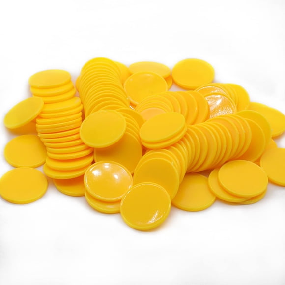 Hakitaroom Juego De 100 Fichas De Juego De Fichas De Póquer De Plástico Opaco Con Caja De Almacenamiento (Amarillo 1,58 Pulgadas)