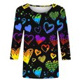 thumbnail image 4 of Wolfast T-Shirt à Manches 3/4 pour Femmes, Col Rond, Coupe Ample, Imprimé Saint-Valentin, Noir, m, 4 of 5