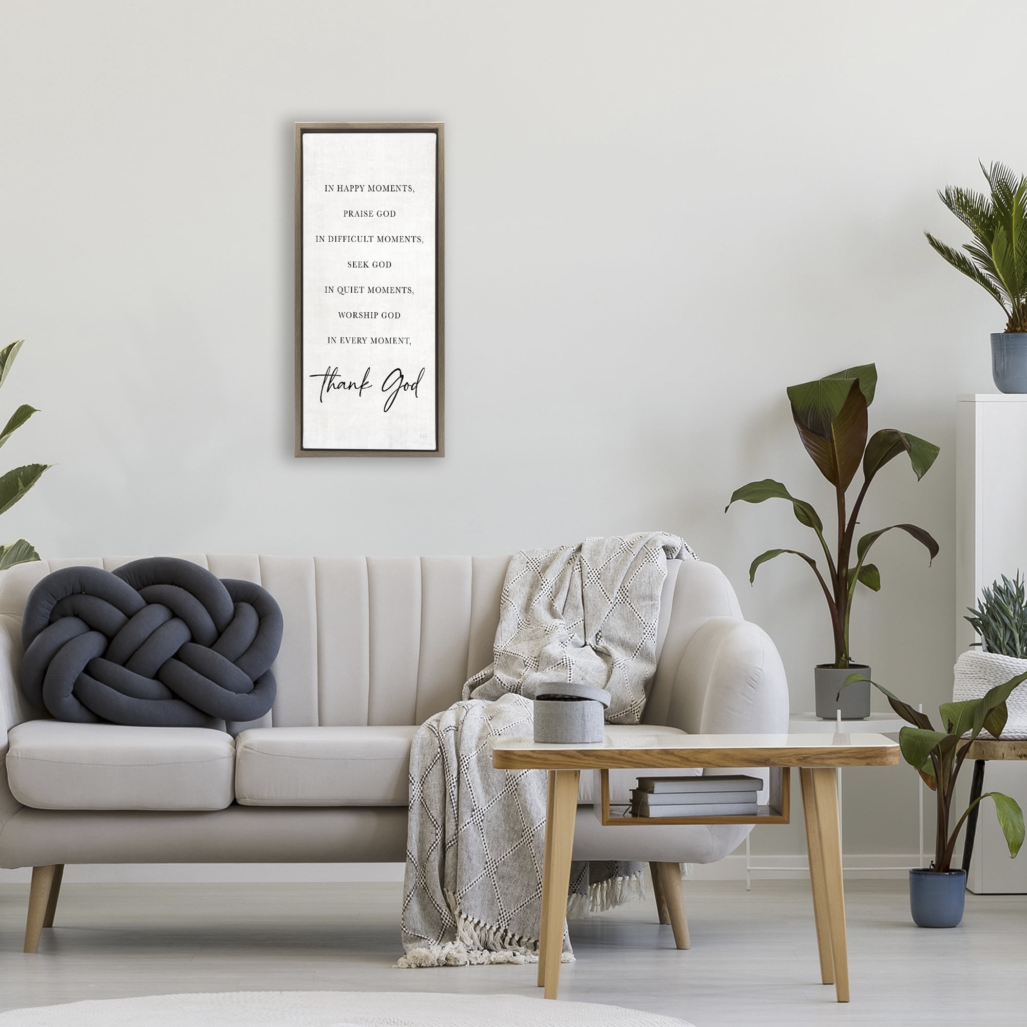 Stupell Industries Every Moment Thank God Brown Framed Floater Canvas Wall Art, design by Natalie Carpentieri