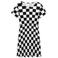 thumbnail image 3 of Black And White Plaid Dress Fashion Beach Short Sleeve Dresses Female Party Printed Sundress, 3 of 7