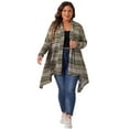 thumbnail image 3 of DARING DIVA Plus Size Long Sleeve Open Front Knit Stripe Cardigan 1X Green, 3 of 6