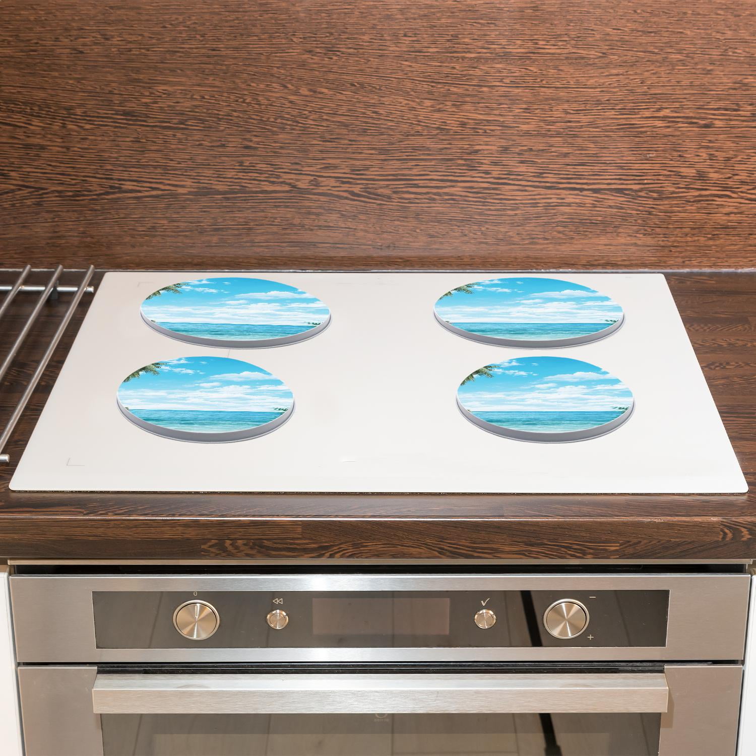 Decorative Stove Burner Covers 4 Pcs Decorative Electric Stove Burner Covers 8Inch And 10Inch ,Red lemon Shell Painting