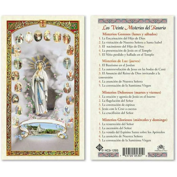 Gigi's Classy Kids Los Veinte Misterios del Rosario Laminated Prayer Card, 25 Count