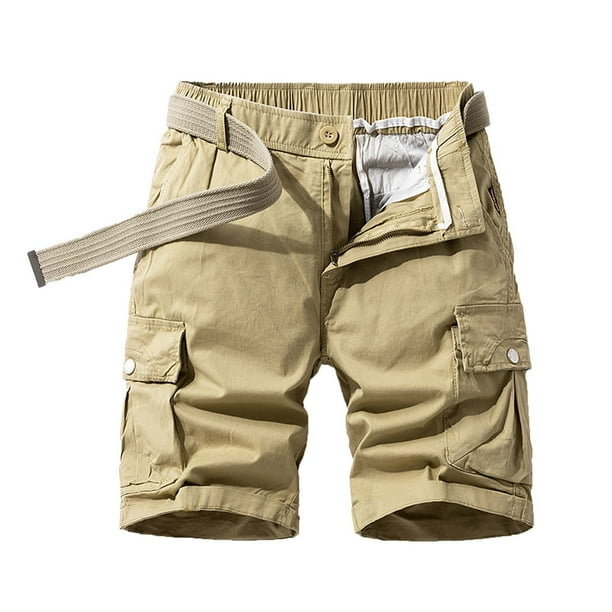 pstuiky Pantalones cortos deportivos, Pantalones cortos cargo de talla grande para hombre, con múltiples bolsillos, holgados, para playa y verano Pantalones cortos deportivos para hombre