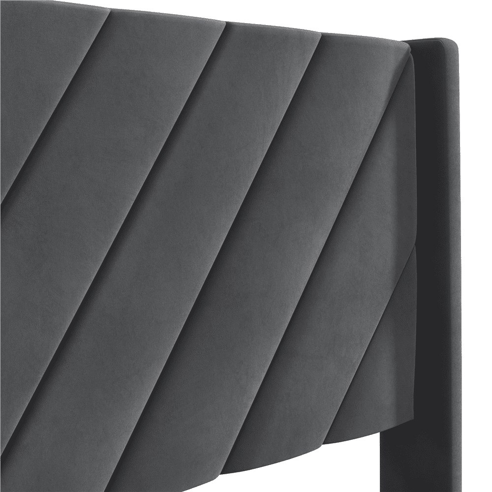 Renwick Queen Size Upholstered Platform Bed with Slat Support, Dark Gray