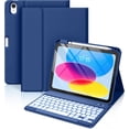 thumbnail image 2 of Funda con Teclado para iPad 10 Generación - Teclado Inalámbrico Desmontable de 7 Colores con Soporte para Lápiz para iPad A16 de 11 Pulgadas 2025, 10ª Generación 10.9 Pulgadas 2022, Azul Marino, 2 of 22