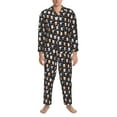 thumbnail image 3 of Xecao Snowflake Cream Hot Cocoa Print Pajamas Set Mens Pajamas Long Sleeve Loungewear Two-Piece Sleepwear Button-Down Pjs Set,2PJS-X-Large, 3 of 7