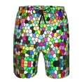 thumbnail image 4 of Disketp Men'S Swim Trunks Hawaiian Breathable Surf Beach Swimsuits Mesh Lining Beach Shorts With Pockets-Colorful Tie Dye Stained Glass, 4 of 9