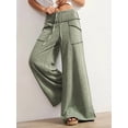 thumbnail image 5 of Women's Wide Leg Cargo Pants Drawstring Elastic Waist Loose Lounge Trousers, 5 of 7