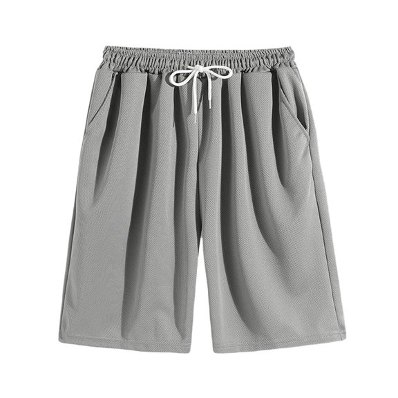 Klisyaur Casual Shorts for Men Loose Solid Color Summer Lightweight Drawstring Elastic Waist Short Pants with Pockets