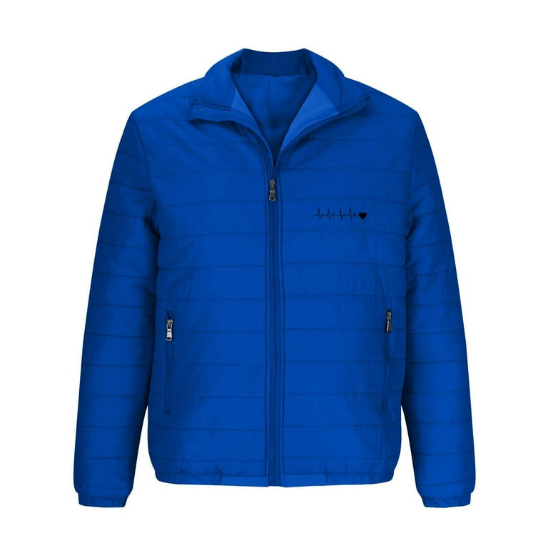 Men's Winter Warm Jacket Stand Collar Full Zip Padded Coats for