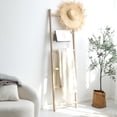 thumbnail image 2 of FUIN Fully Assembled 6ft Wood Blanket Ladder Living Room Decorative Wall Leaning Farmhouse Quilt Display Holder Rustic Wooden Towel Rack for Bathroom, Natural & Graywashed, 2 of 7