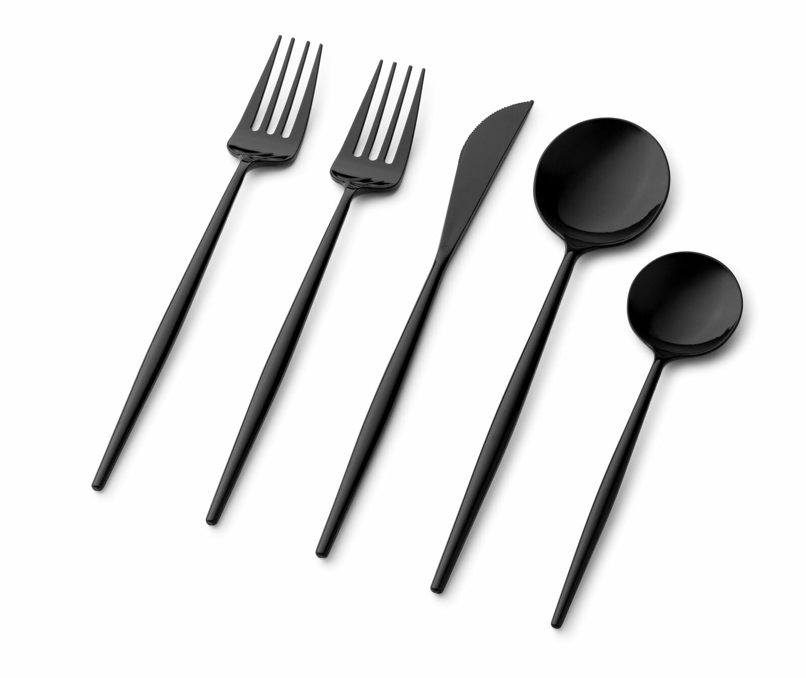 40 Pc Elegant Black Cutlery Premium Plastic Flatware For Parties