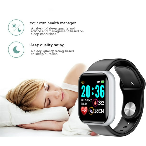 Methold cardiaco Calorias Cuenta de pasos Reloj inteligente Compatible con Bluetooth 4.0 Reloj de de fitness de recordatorio Electronica Blanco negro Walmart en linea