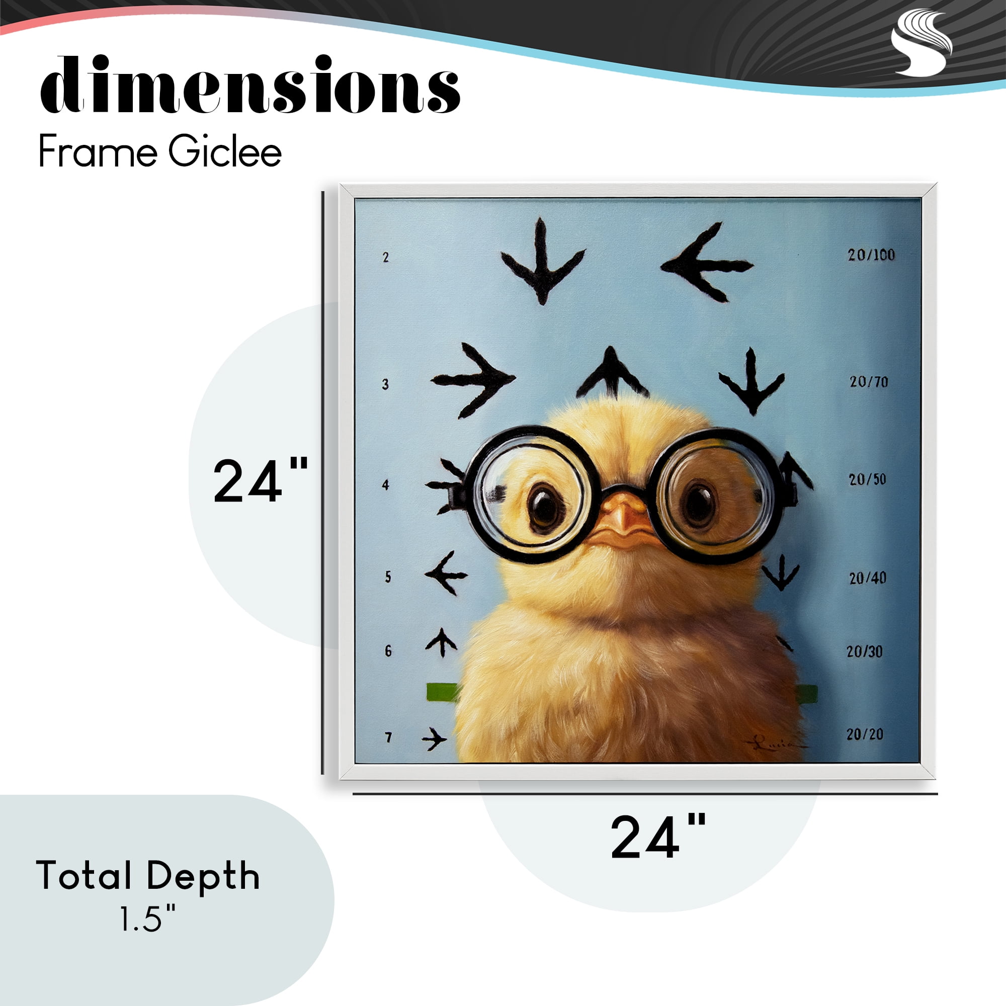 Four Eyes Chick Vision White Framed Giclee Art, design by Lucia Heffernan