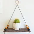 thumbnail image 4 of Soporte para plantas vintage con decoración de nogal con cuentas para un hogar acogedor Estante de pared de madera retro, 4 of 8