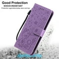 thumbnail image 6 of SaniMore for iPhone 14 Pro 6.1" 2022 Case, PU Leather Skin with Embossed Cat Flip Magnetic Cover Card Slots Kickstand Detachable Lanyard Full Around Wallet Case For iPhone 14 Pro, urple, 6 of 7