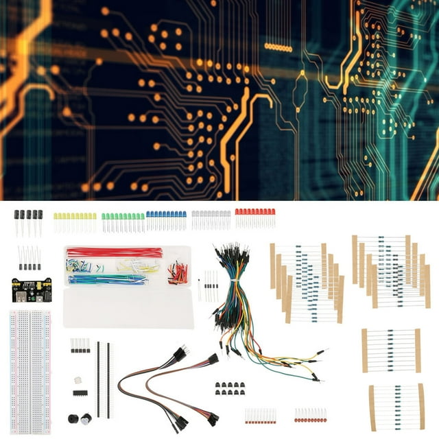Apprentissage Électronique Composant Starter Kit Breadboard Sans Soudure Cavalier Fils LEDs Resisitor