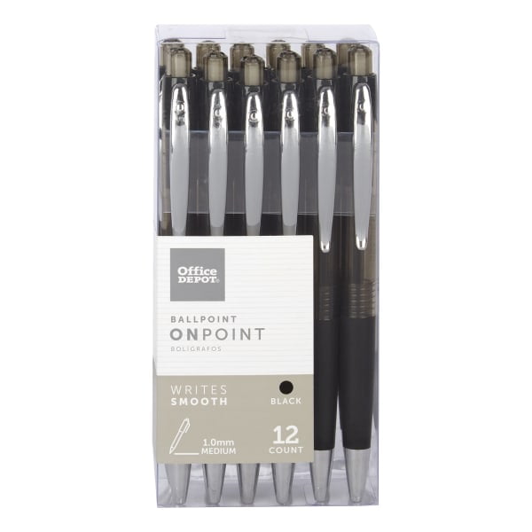 Office Depot SoftGrip Retractable Ballpoint Pens, Medium Point, 1.0 mm