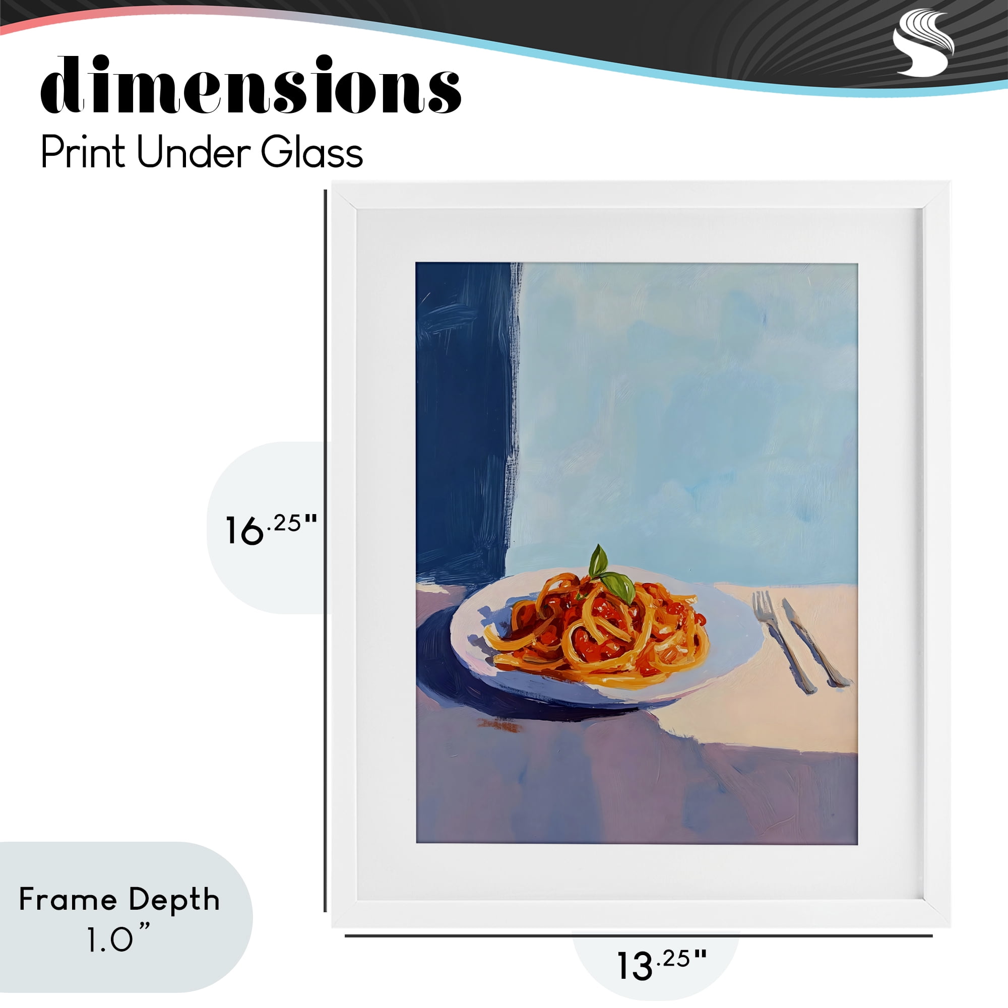 Stupell Industries Italian Spaghetti on Plate White Framed Print Under Glass, design by The Prints Vibe