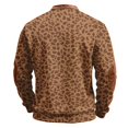 thumbnail image 5 of Men's Leopard Print Half Zip Sweatshirt, Trendy Retro Long Sleeve Stand Collar Pullover, Fall Comfy Loose Fit Casual Top Coffee 2XL, 5 of 5