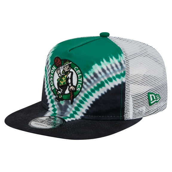 Men's New Era Black/Kelly Green Boston Celtics Throwback Dye Golfer Snapback Hat