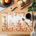 thumbnail image 2 of Orange Eucalyptus Leaves Placemats Set of 12, Watercolor Spring Summer Botanical Placemats for Dining Table, Place Mats for Kitchen Tabletop, Waterproof Wipeable Dining Table Mats Set, 2 of 9