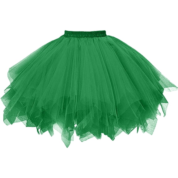 Lovskoo Womens Pleated Tulle Petticoat Tutu Puffy Skirt Gauze Short Skirt Adult Teen‘S 1950S Vintage Dance Skirts Green