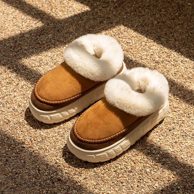 Zapatillas de felpa antideslizantes cálidas y acogedoras para mujer, tendencia de invierno 2024, con punta cerrada, de algodón, para el hogar
