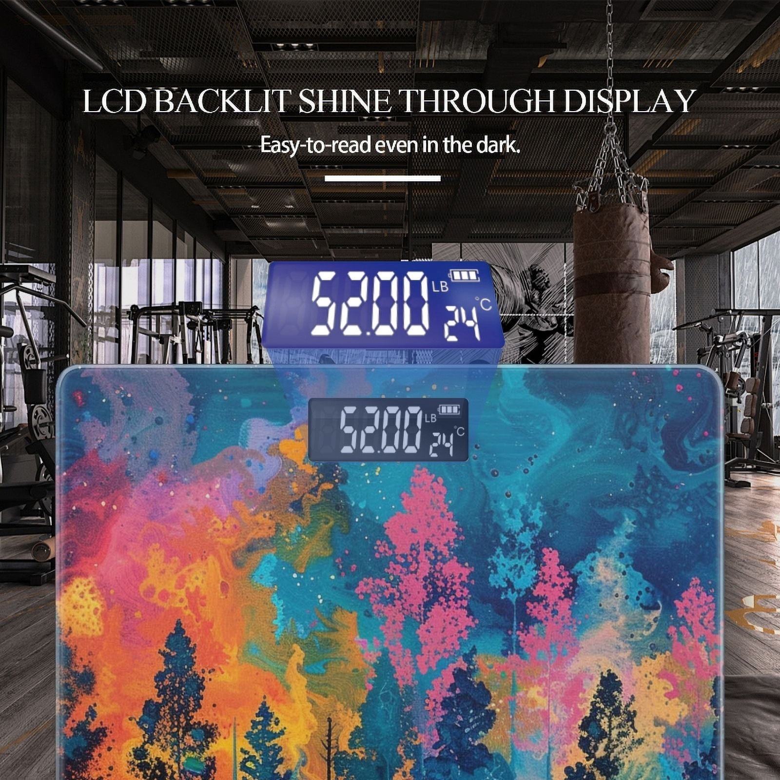 Digital Bathroom Scale with Large LCD Display,High Capacity Scale 400 lbs High Precision body fat scale-Abstract Forest Landscape With Trees And Vibrant Colors