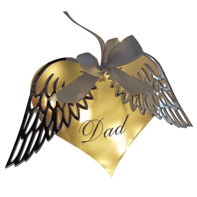 Creative Heart Shaped Angel Engraved Letters Memorial Pendant Decoration