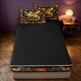 thumbnail image 4 of Manfei Gothic Dragon Animals Zipper Twin Comforter Sets with Fitted Sheet and 2 Pillowcases,Vintage Floral Rose Zipper Bedding Set,Brown Orange,Black Reversible,4pcs, 4 of 8