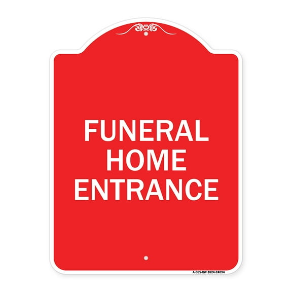 SignMission Designer Series Sign - Entrance Sign Funeral Home Entrance | Red & White 18" X 24" Heavy-Gauge Aluminum Architectural Sign | Protect Your Business & Municipality | Made in