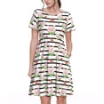thumbnail image 1 of Disketp Pig And Watermelon para Vestido de Manga Corta para Mujeres, Vestidos de Verano para Mujeres, Casual y Holgado para la Playa, 1 of 6