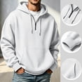thumbnail image 6 of Men Quarter Zip Hoodie Fleece Lightweight Mens Half Zip Pullover Long Sleeve Drop Shoulder Hooded Sweatshirt Light Gray L, 6 of 6