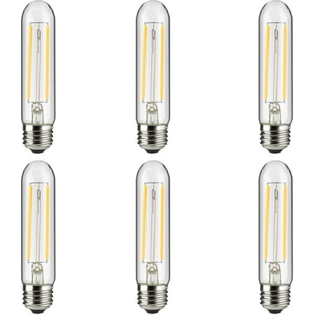 Diodesy- Pack of 6 T10/LED/FS/2W/930/6PK T10 LED Tubular Light Bulb, Dimmable Edison Bulb, 2W (25W Equivalent), 3000K Soft White, Clear Tube Glass E26 Base for Pendant Light, Wall Sconces, Desk Lamp