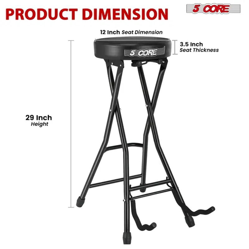 Guitar Stool Seat Thick Cushioned Portable Durable Guitars Chair with Padded Holder Stand for Musicians