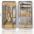 thumbnail image 1 of Set de manicura Kit de pedicura profesional 19 piezas Cortaúñas para hombres y mujeres Cortador afilado de acero inoxidable Tijeras para el cabello de la nariz Uñas negras y uñas de los pies con estuc, 1 of 4